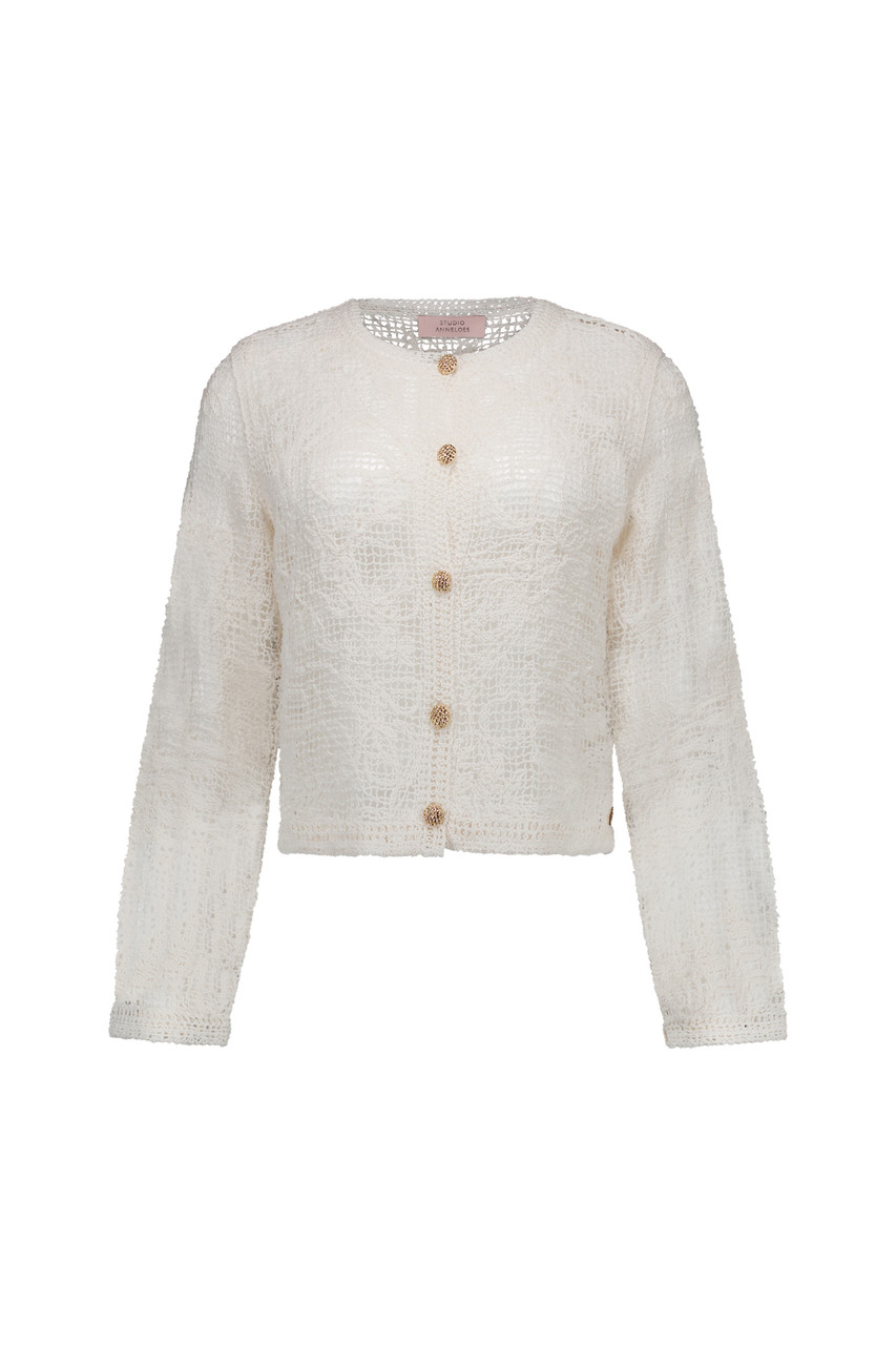 Fay crochet cardigan - ecru | Studio Anneloes | Officiële Webshop