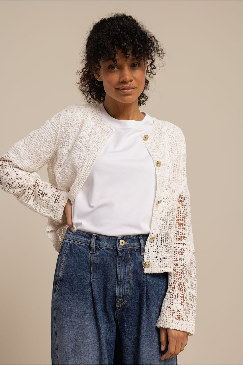 Fay crochet cardigan - ecru | Studio Anneloes | Officiële Webshop