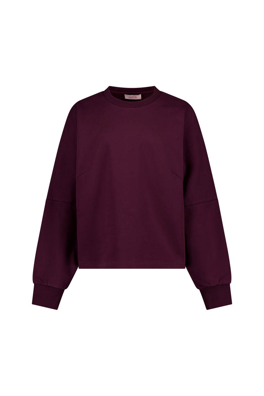 Costa ls round neck sweater - aubergine | Studio Anneloes