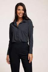 Giethoorn cravat blouse - dark blue/black - 80024