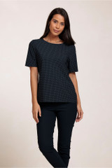Dalfsen dot shirt - dark blue/off white - 80033