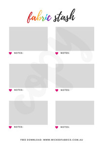 "Fabric Stash Tub Organiser" RAINBOW - FREE Digital Download E-Paper by Wicked Fabrics