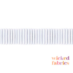 20mm Ribbed Non Roll Elastic in White - 5M Pack 20mm Ribbed Non Roll Elastic in White - 5M Pack