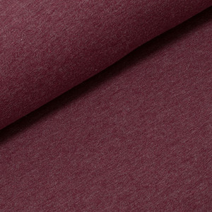 95% Cotton 5% Elastane Fleecy Brushed Sweater Knit in Melange - Maroon | 240GSM | OEKO-TEX 100 | European | Sustainable and Eco Friendly Knit Fabric - 50CM x WOF