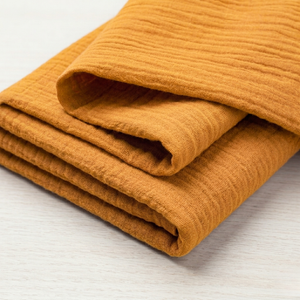 100% Cotton Double Gauze Woven - Mustard | 140GSM | OEKO-TEX 100 | Sustainable and Eco Friendly Fabric - 50CM x WOF