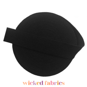 15mm (5/8") Solid Matte Fold Over Elastic - Black | FOE - 5M Pack 15mm (5/8") Solid Matte Fold Over Elastic - Black | FOE - 5M Pack
