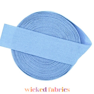 20mm (3/4") Solid Matte Fold Over Elastic - Sky Blue | FOE - 5M Pack 20mm (3/4") Solid Matte Fold Over Elastic - Sky Blue | FOE - 5M Pack