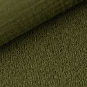 100% Cotton Double Gauze Woven - Khaki Green | 140GSM | OEKO-TEX 100 | Sustainable and Eco Friendly Fabric - 50CM x WOF 100% Cotton Double Gauze Woven - Khaki Green | 140GSM | OEKO-TEX 100 | Sustainable and Eco Friendly Fabric - 50CM x WOF