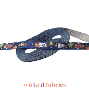 15mm (5/8") Print Shiny Fold Over Elastic - Fly Me To The Moon | FOE - 5M Pack 15mm (5/8") Print Shiny Fold Over Elastic - Fly Me To The Moon | FOE - 5M Pack