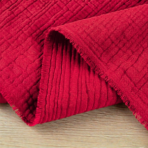 100% Cotton Double Gauze Woven - Red | 140GSM | OEKO-TEX 100 | Sustainable and Eco Friendly Fabric - 50CM x WOF