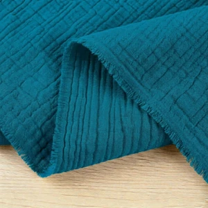 100% Cotton Double Gauze Woven - Petrol | 130GSM| OEKO-TEX 100 | Made in Europe | Sustainable and Eco Friendly Fabric - 50CM x WOF