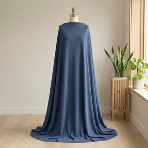 Milano Ponte 70% Viscose 25% Nylon 5% Elastane Double Knit Jersey  - Denim Blue | 320GSM | Sustainable and Ethically Sourced Knit Fabric - 50CM x WOF