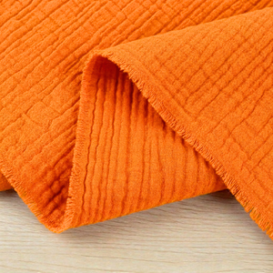 100% Cotton Double Gauze Woven - Tangerine | 140GSM | OEKO-TEX 100 | Sustainable and Eco Friendly Fabric - 50CM x WOF
