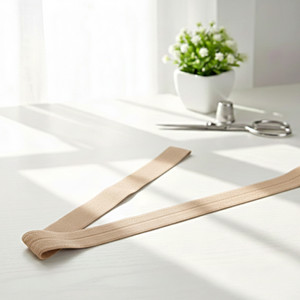 25mm (1") Shiny Fold Over Elastic - Tan | FOE - 5M Pack