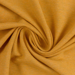 95% Cotton 5% Elastane Melange Jersey in Golden Mustard | 220GSM | OEKO-TEX 100 | Sustainable and Eco Friendly Knit Fabric - 50CM x WOF