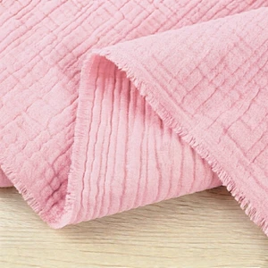 100% Cotton Double Gauze Woven - Baby Pink | 140GSM | OEKO-TEX 100 | Sustainable and Eco Friendly Fabric - 123CM END OF BOLT
