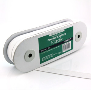 Uni-Trim 25mm Premium Double Knitted Elastic in White - 3.6M END OF ROLL
