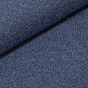 95% Cotton 5% Elastane Fleecy Brushed Sweater Knit in Melange - Light Denim | 240GSM | OEKO-TEX 100 | European | Sustainable and Eco Friendly Knit Fabric - 56CM END OF BOLT