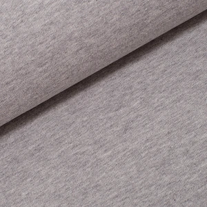 95% Cotton 5% Elastane Fleecy Brushed Sweater Knit in Melange - Light Grey | 240GSM | OEKO-TEX 100 | European | Sustainable and Eco Friendly Knit Fabric - 147CM END OF BOLT