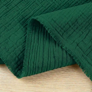 100% Cotton Double Gauze Woven - Bottle Green | 140GSM| OEKO-TEX 100 | Made in Europe | Sustainable and Eco Friendly Fabric - 50CM x WOF