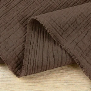 100% Cotton Double Gauze Woven - Brown | 140GSM| OEKO-TEX 100 | Made in Europe | Sustainable and Eco Friendly Fabric - 50CM x WOF