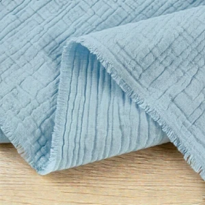 100% Cotton Double Gauze Woven - Light Blue | 140GSM| OEKO-TEX 100 | Made in Europe | Sustainable and Eco Friendly Fabric - 50CM x WOF