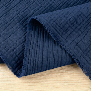 100% Cotton Double Gauze in "Navy Blue" 140GSM | OEKO-TEX® 100 | European - 63CM END OF BOLT