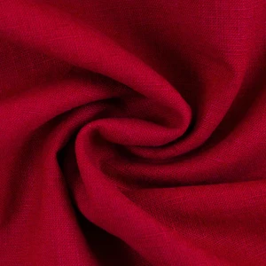 82% Linen 18% Cotton - Crimson Red | 240GSM | OEKO-TEX 100 | Solid | Sustainable and Ethically Manufactured European Woven Material - 50CM x WOF
