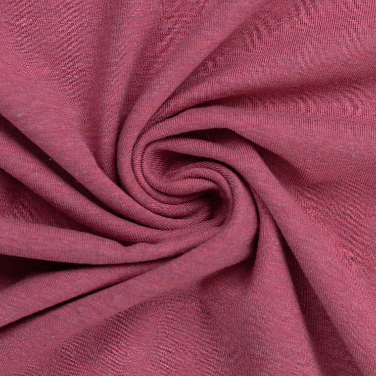95% Cotton 5% Elastane Fleecy Brushed Sweater Knit in Melange - Hot Pink | 240GSM | OEKO-TEX 100 | European | Sustainable and Eco Friendly Knit Fabric - 50CM x WOF
