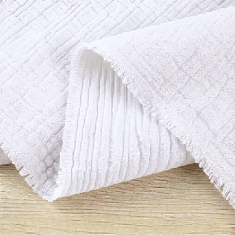 100% Cotton Double Gauze Woven - White | 140GSM | OEKO-TEX 100 | Sustainable and Eco Friendly Fabric - 50CM x WOF