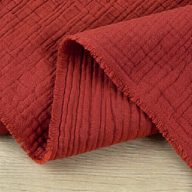 100% Cotton Double Gauze Woven - Copper Clay | 140GSM | OEKO-TEX 100 | Sustainable and Eco Friendly Fabric - 50CM x WOF