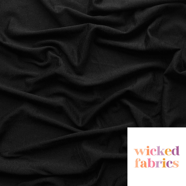 100% Australian Merino Wool Jersey - Black | 200GSM - 50CM