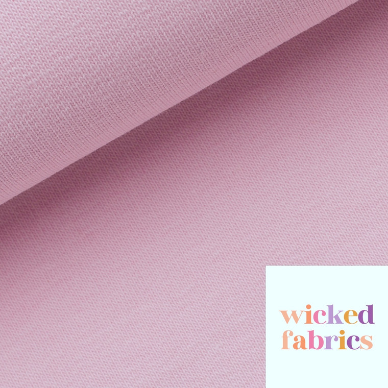 Cotton Elastane Fleecy Sweater Knit in "Lightest Pink" 240GSM | Solid | OEKO-TEX 100 | European - 50CM