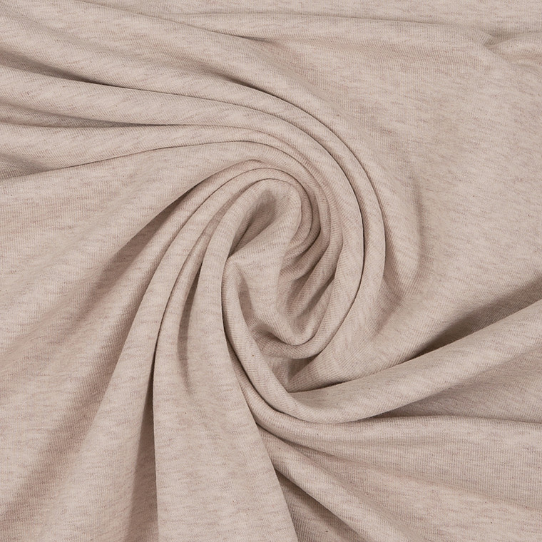 95% Cotton 5% Elastane Fleecy Brushed Sweater Knit in Melange - Off White Cream | 240GSM | OEKO-TEX 100 | European | Sustainable and Eco Friendly Knit Fabric - 50CM x WOF