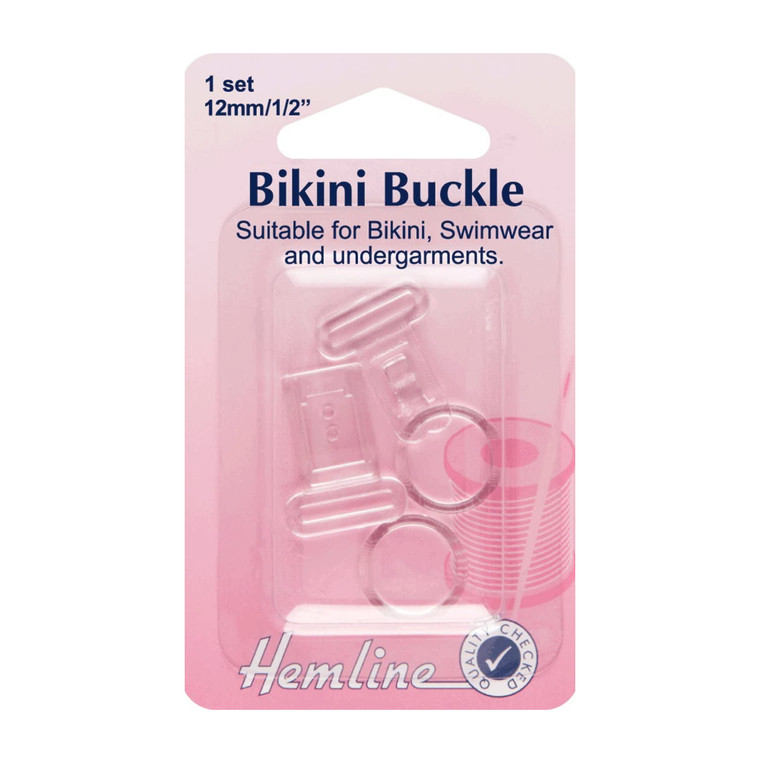 Hemline Bikini Buckle 12MM Clear - 1 Set