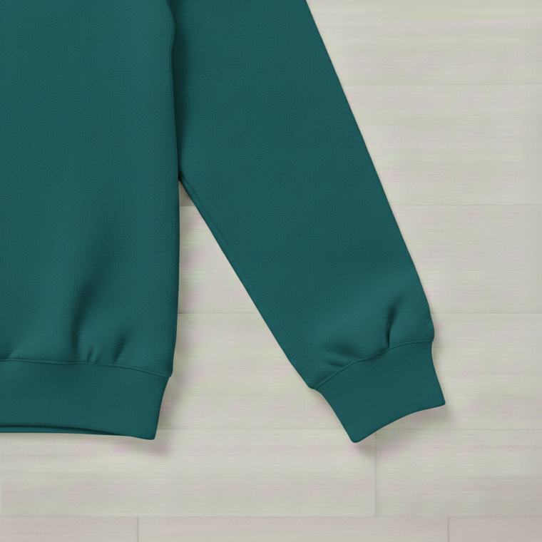 Cotton Elastane Ribbing in Teal Green | 240GSM | OEKO-TEX 100 | Solid | Sustainable and Eco Friendly European Knit Fabric - 10CM x WOF