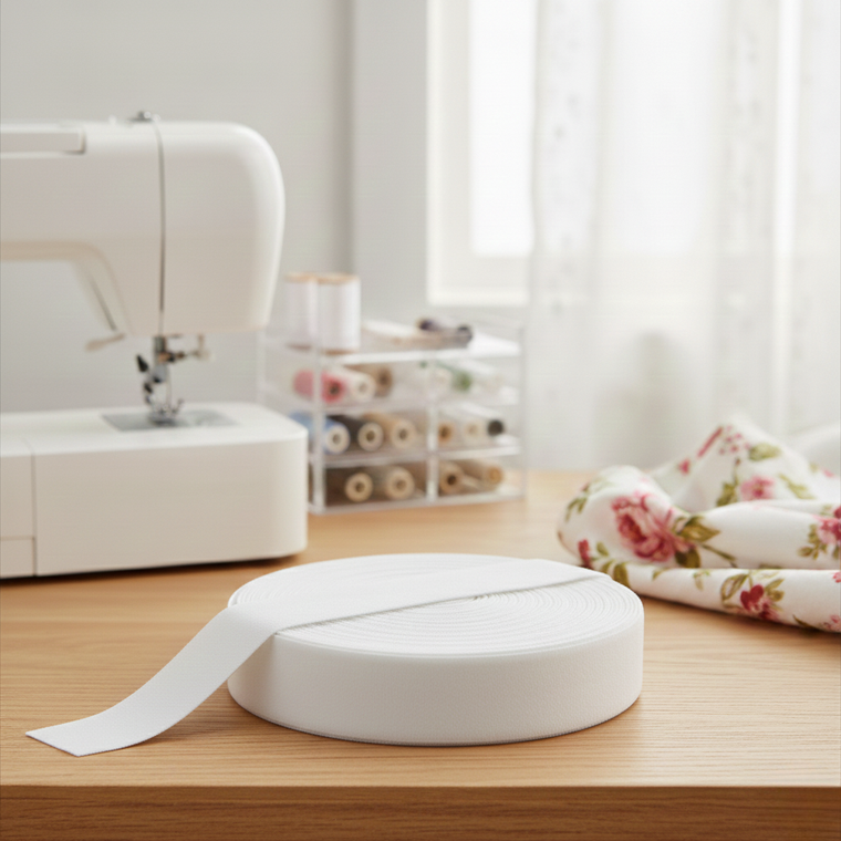 15mm (5/8") Solid Matte Fold Over Elastic  - White | FOE - 5M Pack