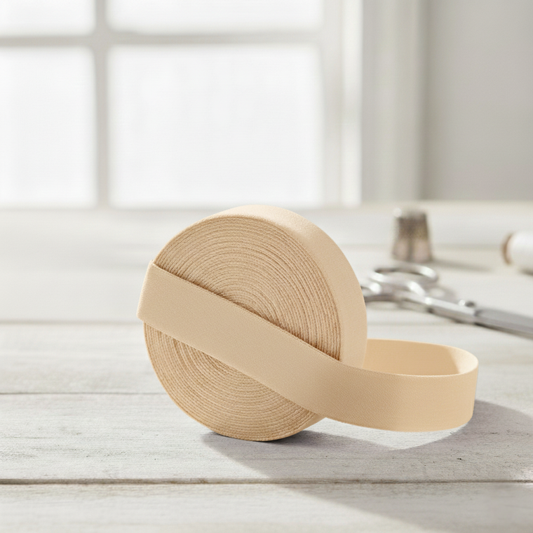 20mm (3/4") Solid Matte Fold Over Elastic - Light Beige | FOE - 5M Pack