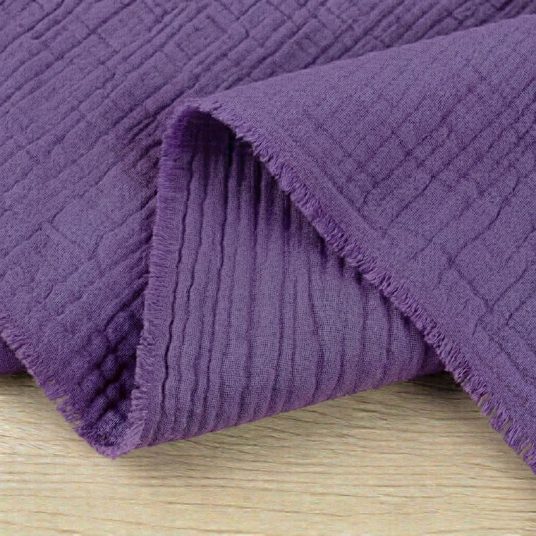 100% Cotton Double Gauze Woven - Iris Purple | 140GSM | OEKO-TEX 100 | Sustainable and Eco Friendly Fabric - 50CM x WOF