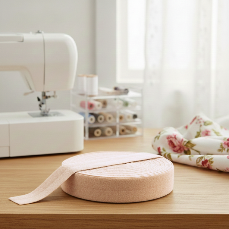 15mm (5/8") Solid Matte Fold Over Elastic - Sand | FOE - 5M Pack