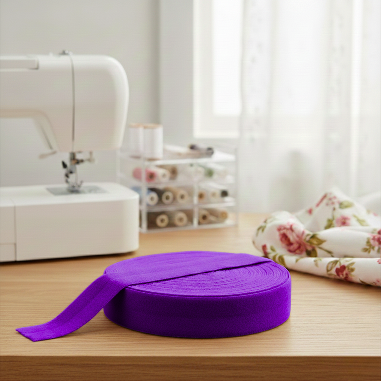 15mm (5/8") Solid Matte Fold Over Elastic - Bright Purple | FOE - 5M Pack