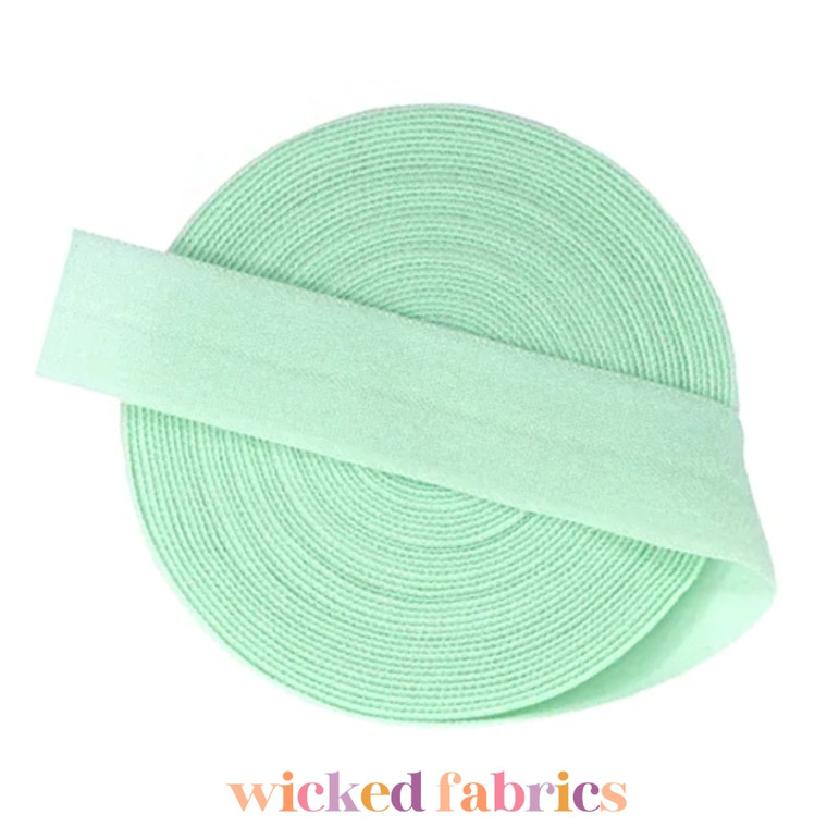 15mm (5/8") Solid Matte Fold Over Elastic - Cucumber Green | FOE - 5M Pack