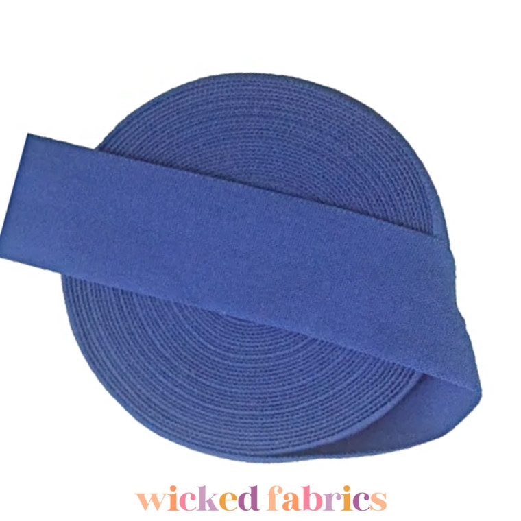 20mm (3/4") Solid Matte Fold Over Elastic - Blue | FOE - 5M Pack