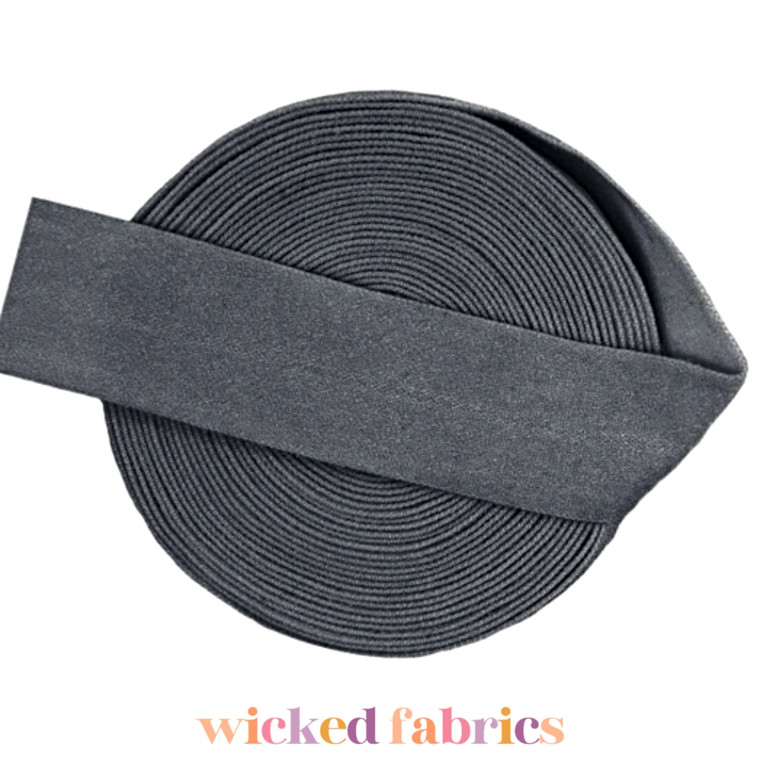 20mm (3/4") Solid Matte Fold Over Elastic - Lead Grey | FOE - 5M Pack