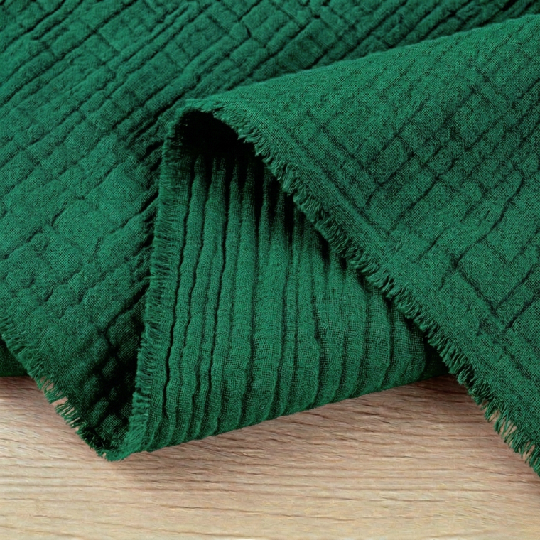 100% Cotton Double Gauze Woven - Forest Green | 140GSM | OEKO-TEX 100 | Sustainable and Eco Friendly - 50CM x WOF