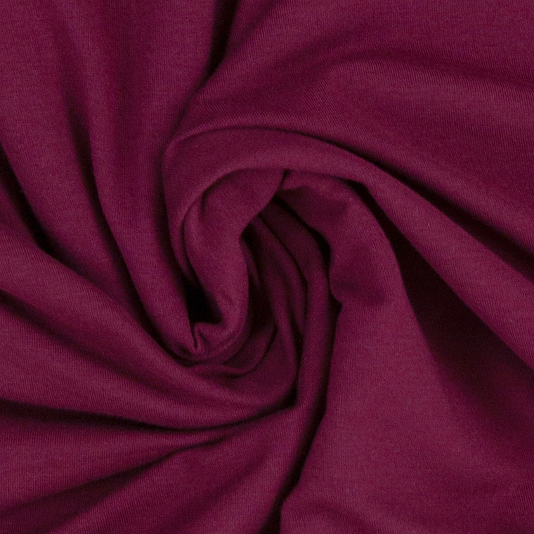 95% Cotton 5% Elastane Jersey Ruby Maroon | 220GSM | OEKO-TEX 100 | Solid | Sustainable and Eco Friendly European Knit Fabric - 50CM x WOF