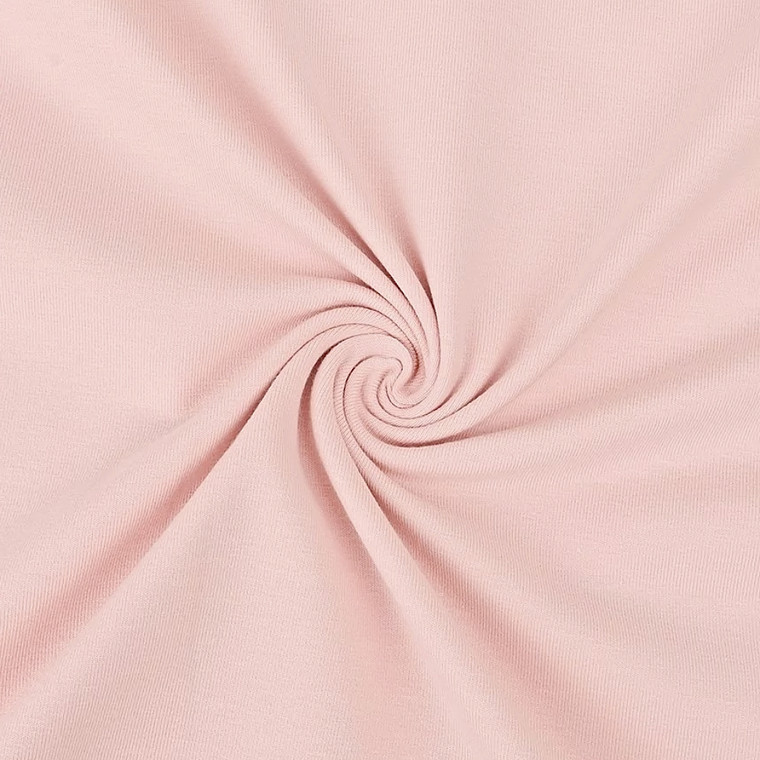 Cotton Elastane Jersey in Blush Pink | 220GSM | OEKO-TEX 100 | Solid | Sustainable and Eco Friendly European Knit Fabric - 50CM x WOF