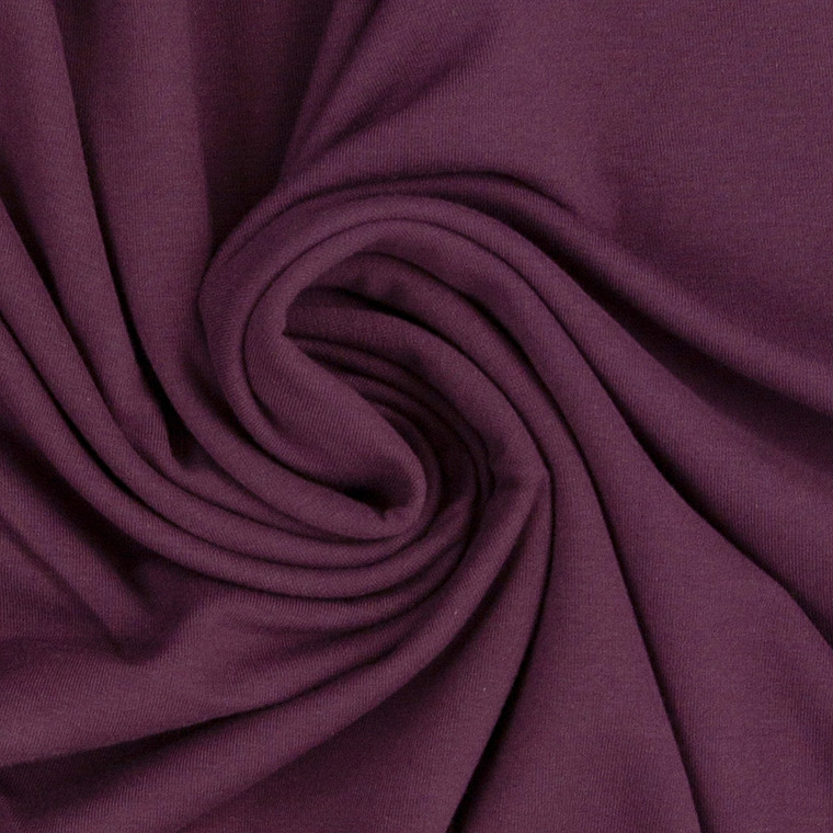 95% Cotton 5% Elastane Jersey Wine Purple | 220GSM | OEKO-TEX 100 | Solid | Sustainable and Eco Friendly European Knit Fabric - 50CM x WOF