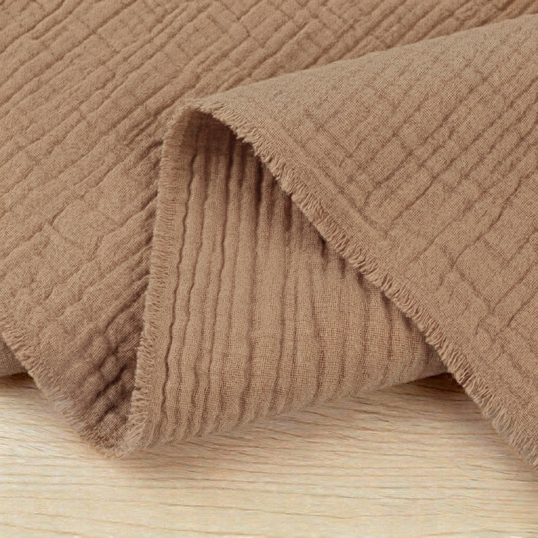 100% Cotton Double Gauze Woven - Taupe | 140GSM | OEKO-TEX 100 | Sustainable and Eco Friendly Fabric - 50CM x WOF