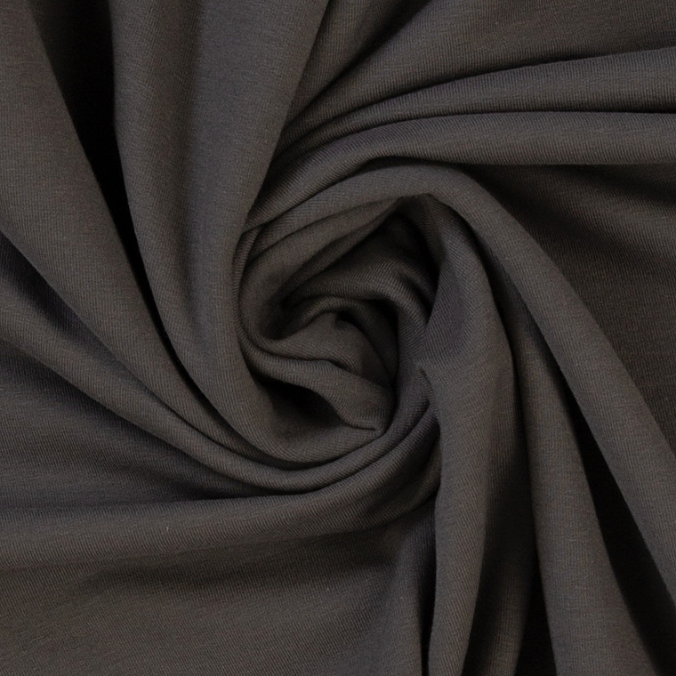 Fleecy Brushed Sweater Knit - Dark Grey | 240GSM | OEKO-TEX 100 | Solid | European | Sustainable and Eco Friendly Knit Fabric  - 50CM x WOF